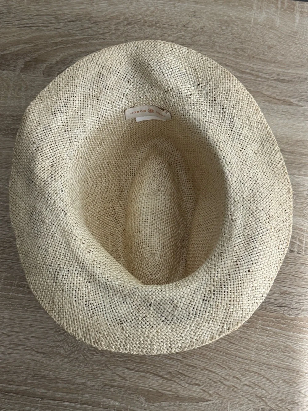 Tory Burch natural straw panama fedora boho hat OS